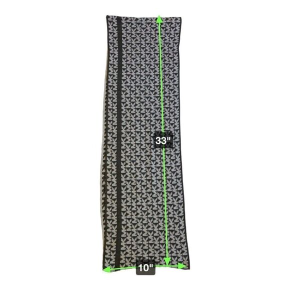 Michael Kors Black Gray Infinity Scarf Reversible Pattern 10x33 MK Logo Print - Picture 5 of 5